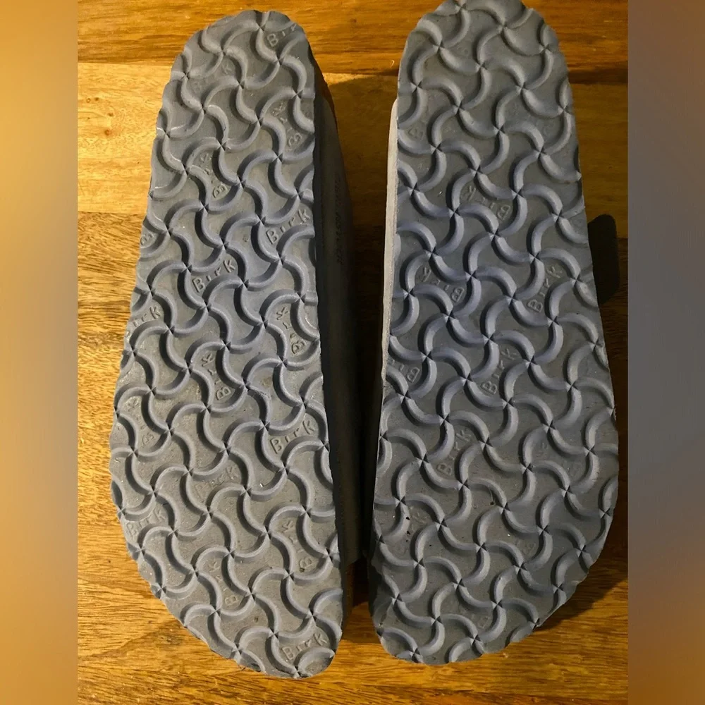 Birkenstock Double Strap Sandals in Dusty Blue smooth footbed